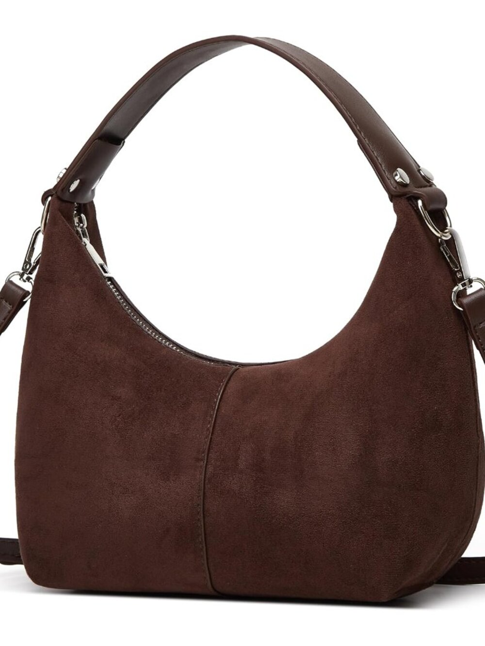 Suede Crescent Tote Bags for Women Vintage Shoulder Bag Brown Suede Handbag Casu - Picture 3 of 7
